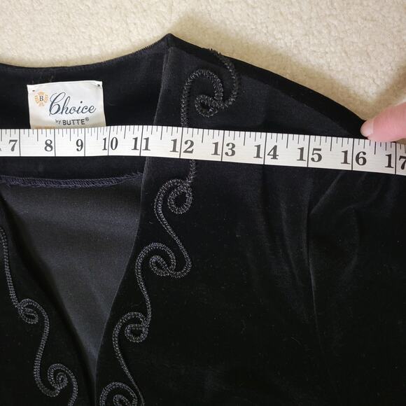 Vintage Choice By Butte Size 14 Velvet Velour Open Jacket Blazer USA Made Black - Picture 8 of 15